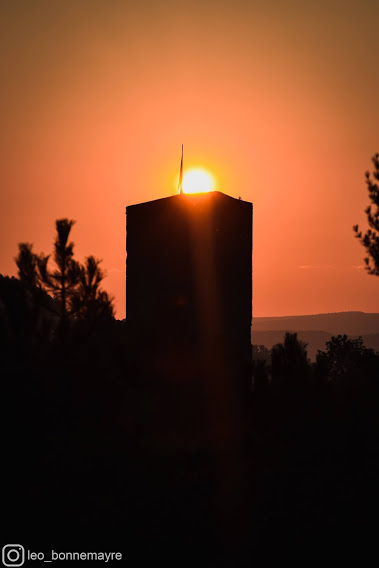 Coucher de soleil sur le village de Chanac