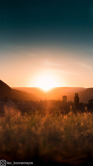 Coucher de soleil sur le village de Chanac